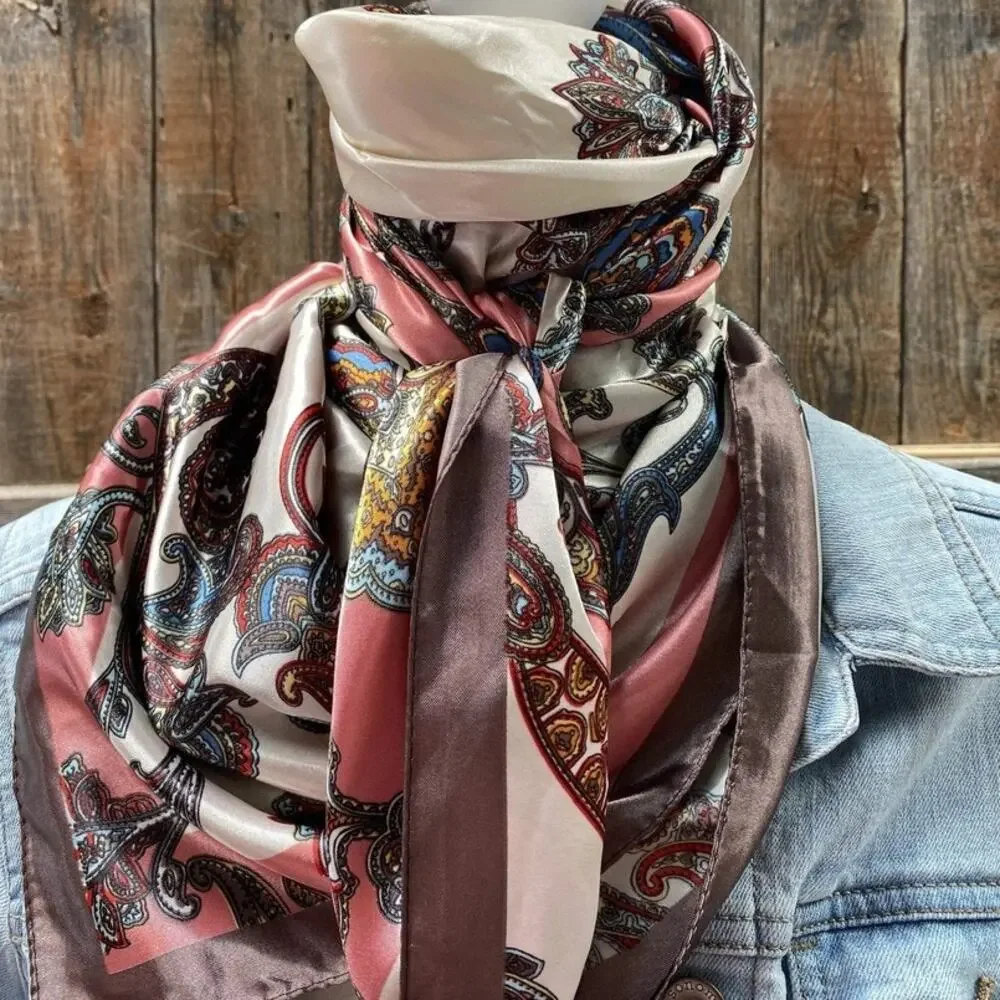 Pink & Brown Paisley Wild Rag Scarf